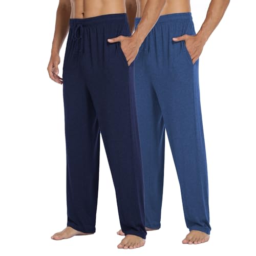 North Bund Herren 2er Pack Schlafanzughose Modal Pyjamahose Nachtwäsche Freizeithose Elastischer Taille Loungewear Lang Hose Schlafhose Weich Loungehose Schlafanzughosen Männer Sommer Mit Taschen von North Bund