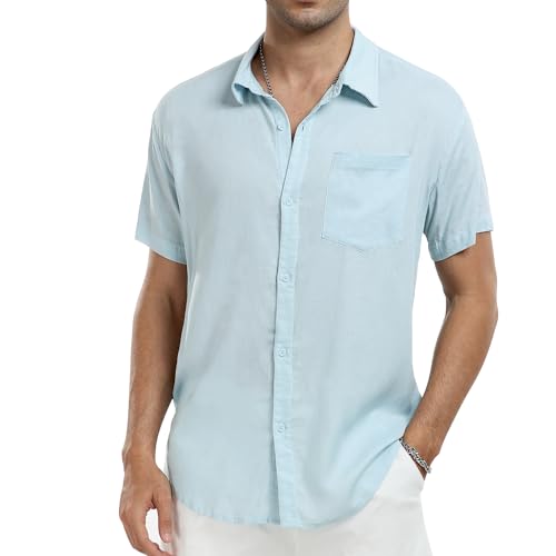 North Bund Herren Hemd Kurzarm 100% Baumwolle Freizeithemd Casual Shirts Button Down Sommerhemd Kurzarmhemd Mit Brusttasche für Männer Sommer von North Bund
