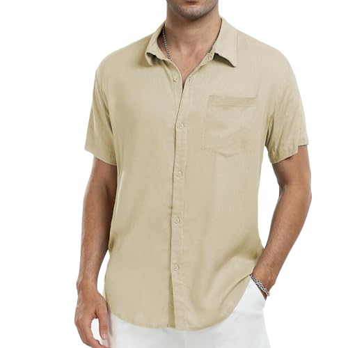 North Bund Herren Hemd Kurzarm 100% Baumwolle Freizeithemd Casual Shirts Button Down Sommerhemd Kurzarmhemd Mit Brusttasche für Männer Sommer von North Bund