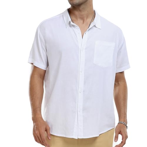 North Bund Herren Hemd Kurzarm 100% Baumwolle Freizeithemd Casual Shirts Button Down Sommerhemd Kurzarmhemd Mit Brusttasche für Männer Sommer von North Bund