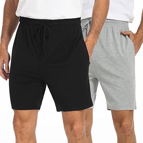 North Bund Herren Schlafanzughose Kurz Pyjamahose 2er Pack Schlafshorts Freizeithose Sommer Nachtwäsche Schlafhose Weich Shorts Sleephose Männer Shorty Schlafanzugshorts Seitentaschen XXL von North Bund