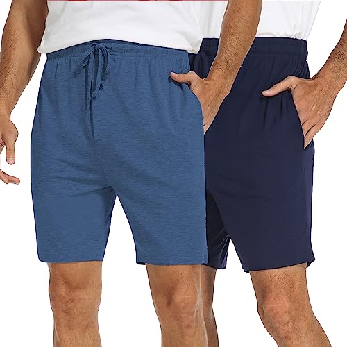 North Bund Herren Schlafanzughose Kurz Pyjamahose 2er Pack Schlafshorts Freizeithose Sommer Nachtwäsche Schlafhose Weich Shorts Sleephose Männer Shorty Schlafanzugshorts Seitentaschen Mit Taschen von North Bund