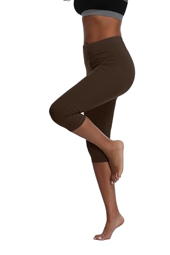 North Bund Leggings Damen Capri 3/4 Leggins Blickdichte Elastische Caprihose Sporthose für Yoga Gym Outdoor Fitness Zuhause Braun S-M von North Bund