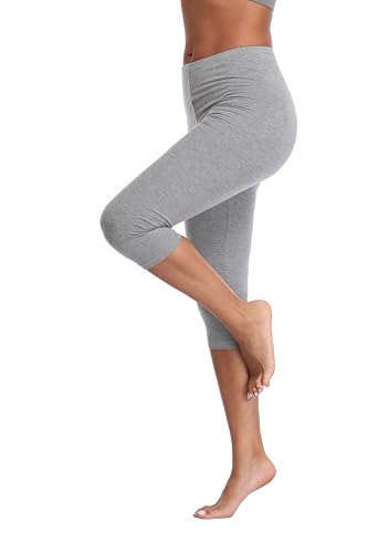 North Bund Leggings Damen Capri 3/4 Leggins Blickdichte Elastische Caprihose Sporthose für Yoga Gym Outdoor Fitness Zuhause Grau XL von North Bund