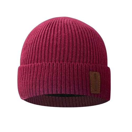 North Bund Winter Beanie Mütze Herren Damen Strickmütze Unisex Dickes Warmfutter Wintermütze Dehnbarer weicher Innerline Hut Das Beste GeschenkWein von North Bund