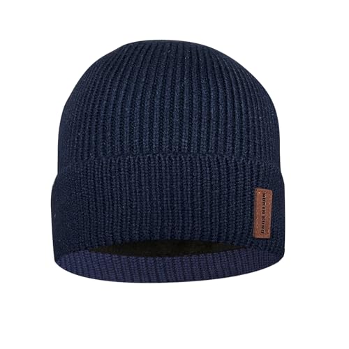 North Bund Winter Beanie Mütze Herren Damen Strickmütze Unisex Dickes Warmfutter Wintermütze Dehnbarer weicher Innerline Hut Dunkel blau von North Bund