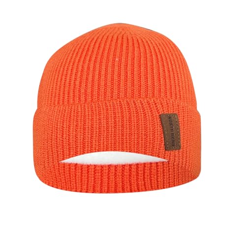 North Bund Winter Beanie Mütze Herren Damen Strickmütze Unisex Dickes Warmfutter Wintermütze Dehnbarer weicher Innerline Hut Orange von North Bund