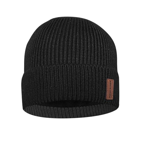 North Bund Winter Beanie Mütze Herren Damen Strickmütze Unisex Dickes Warmfutter Wintermütze Dehnbarer weicher Innerline Hut Schwarz von North Bund