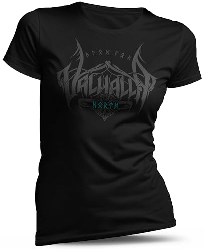 North Legendary - T-Shirt für Damen - Blood of Valhalla - Brust Aufdruck, Viking Shirt, Wikinger, Walhalla, Geschenk für Frauen, Größe:M, Farbe:Petrol North Legendary - T-Shirt für Damen - Blood of Valhalla - Brust Aufdruck, Viking Shirt, Wikinger, Walhalla, Geschenk für Frauen, Größe:M, Farbe:Petrol von North Legendary