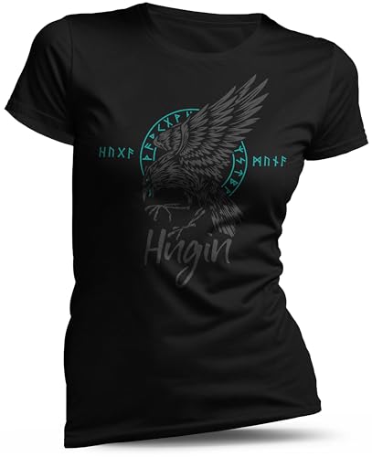 North Legendary - T-Shirt für Damen - Odin Rabe Hugin - Petrol - Valhalla Raben, Wikinger Runen, Walküren, Wikinger Symbol, Thor Hammer, Rabe Hugin, Vegvisir, nordische Kultur, Runen Zeichen, Größe M North Legendary - T-Shirt für Damen - Odin Rabe Hugin - Petrol - Valhalla Raben, Wikinger Runen, Walküren, Wikinger Symbol, Thor Hammer, Rabe Hugin, Vegvisir, nordische Kultur, Runen Zeichen, Größe M von North Legendary