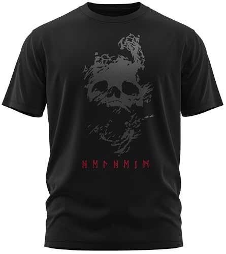 North Legendary - T-Shirt für Herren - Helheim Unterwelt Totenreich - Brust Aufdruck, Viking Shirt, Wikinger, Walhalla, Geschenk für Männer, Größe:XL, Farbe:Blutrot von North Legendary