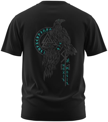 North Legendary - T-Shirt für Herren - Hugin und Munin Odin Raben - Brust & Rücken Aufdruck, Viking Shirt, Wikinger, Walhalla, Geschenk für Männer, Größe:4XL, Farbe:Petrol North Legendary - T-Shirt für Herren - Hugin und Munin Odin Raben - Brust & Rücken Aufdruck, Viking Shirt, Wikinger, Walhalla, Geschenk für Männer, Größe:4XL, Farbe:Petrol von North Legendary
