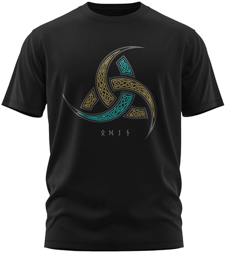 North Legendary - T-Shirt für Herren - Odins Hörner Emerald Gold - Brust Aufdruck, Viking Shirt, Wikinger, Walhalla, Geschenk für Männer, Größe:XL, Farbe:Emerald von North Legendary