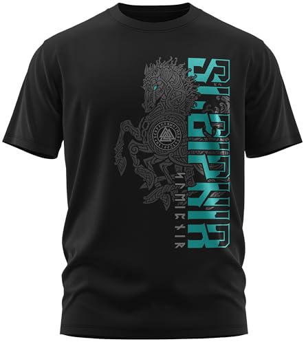 North Legendary - T-Shirt für Herren - Sleipnir Pferd 8 Beinen - Brust Aufdruck, Viking Shirt, Wikinger, Walhalla, Geschenk für Männer, Größe:XL, Farbe:Petrol North Legendary - T-Shirt für Herren - Sleipnir Pferd 8 Beinen - Brust Aufdruck, Viking Shirt, Wikinger, Walhalla, Geschenk für Männer, Größe:XL, Farbe:Petrol von North Legendary