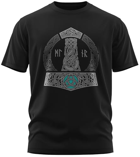 North Legendary - T-Shirt für Herren - Thor Hammer Mjölnir Gott - Brust Aufdruck, Viking Shirt, Wikinger, Walhalla, Geschenk für Männer, Größe:XL, Farbe:Petrol North Legendary - T-Shirt für Herren - Thor Hammer Mjölnir Gott - Brust Aufdruck, Viking Shirt, Wikinger, Walhalla, Geschenk für Männer, Größe:XL, Farbe:Petrol von North Legendary