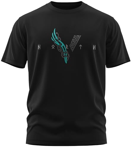 North Legendary - T-Shirt für Herren - Wikinger V - Viking Schrift - Brust Aufdruck, Viking Shirt, Wikinger, Walhalla, Geschenk für Männer, Größe:XXL, Farbe:Petrol North Legendary - T-Shirt für Herren - Wikinger V - Viking Schrift - Brust Aufdruck, Viking Shirt, Wikinger, Walhalla, Geschenk für Männer, Größe:XXL, Farbe:Petrol von North Legendary