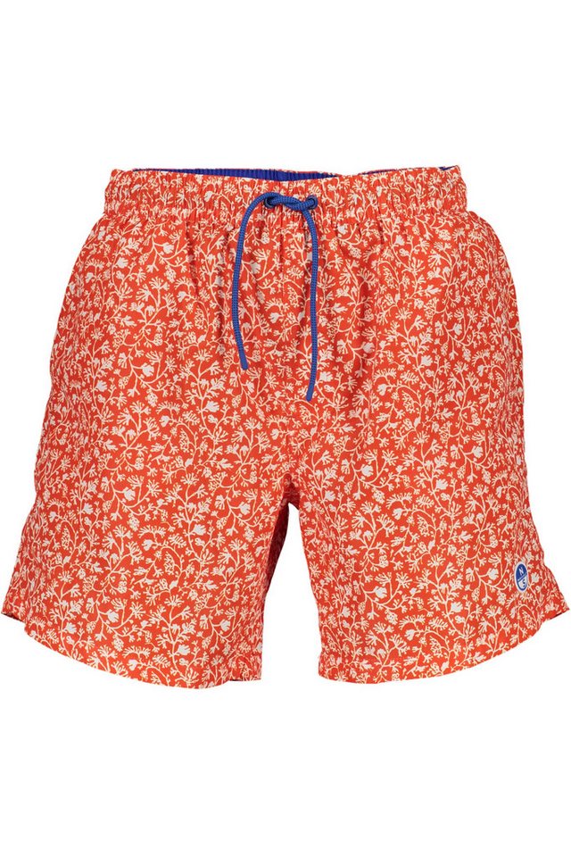 North Sails Badeshorts Herren Bade-Boxershorts Rot mit Muster - Bio-Baumwolle, Komfortfit von North Sails