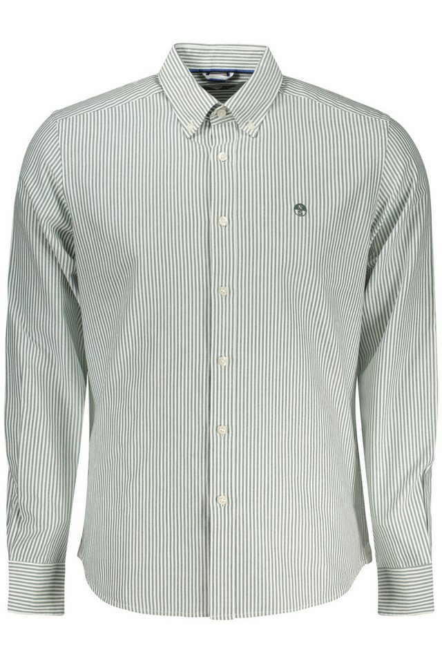 North Sails Langarmhemd Langarmshirt Weiß Grün Gestreift Herren - Eleganter Button-Down-Stil von North Sails