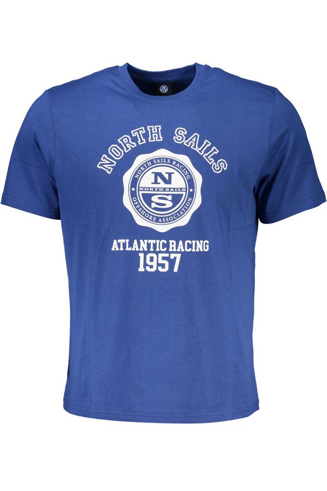 North Sails T-Shirt Herren Kurzarm Rundhals T-Shirt Blau mit Print und von North Sails