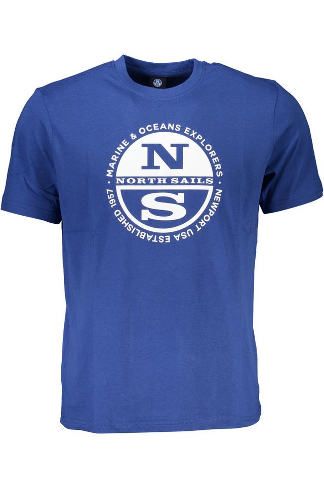 North Sails T-Shirt Herren Kurzarm T-Shirt Blau mit Logo-Druck und von North Sails