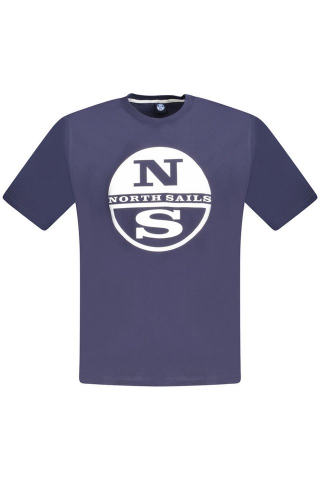 North Sails T-Shirt Herren Kurzarm T-Shirt Blau mit Logo und Rundhals - von North Sails