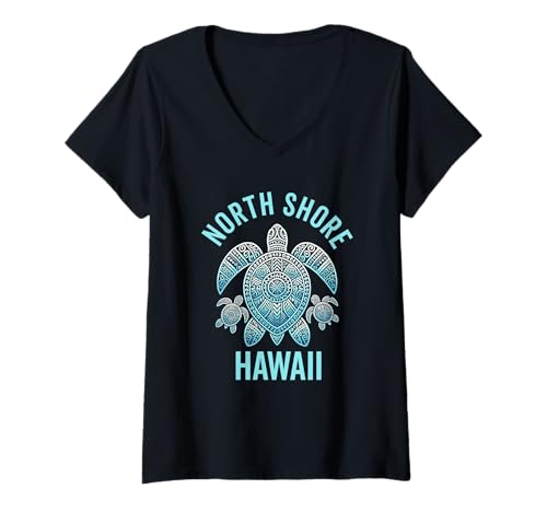 Damen North Shore Oahu Hawaii Souvenir Surfen Hawaii Männer Frauen T-Shirt mit V-Ausschnitt von North Shore Oahu Hawaii Souvenir