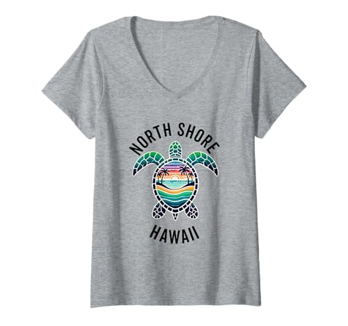 Damen North Shore Oahu Hawaii Souvenir Surfen Hawaii Männer Frauen T-Shirt mit V-Ausschnitt von North Shore Oahu Hawaii Souvenir