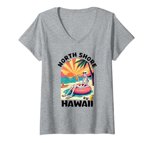 Damen North Shore Oahu Hawaii Souvenir Surfen Hawaii Männer Frauen T-Shirt mit V-Ausschnitt von North Shore Oahu Hawaii Souvenir