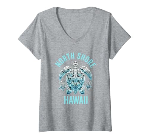 Damen North Shore Oahu Hawaii Souvenir Surfen Hawaii Männer Frauen T-Shirt mit V-Ausschnitt von North Shore Oahu Hawaii Souvenir