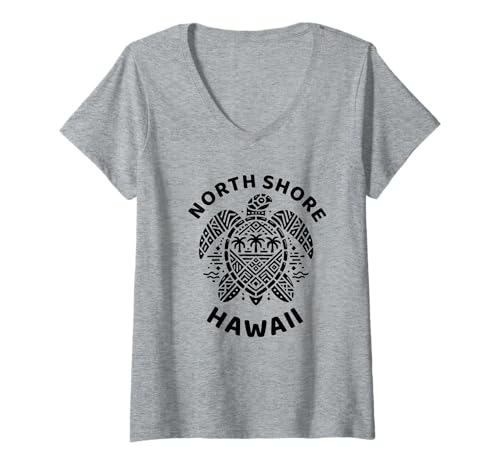 Damen North Shore Oahu Hawaii Souvenir Surfen Hawaii Männer Frauen T-Shirt mit V-Ausschnitt von North Shore Oahu Hawaii Souvenir