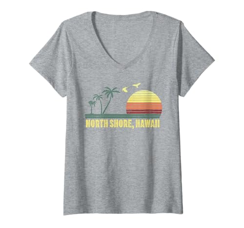 Damen North Shore Oahu Hawaii Souvenir Surfen Hawaii Männer Frauen T-Shirt mit V-Ausschnitt von North Shore Oahu Hawaii Souvenir
