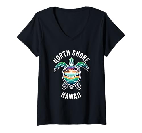 Damen North Shore Oahu Hawaii Souvenir Surfen Hawaii Männer Frauen T-Shirt mit V-Ausschnitt von North Shore Oahu Hawaii Souvenir
