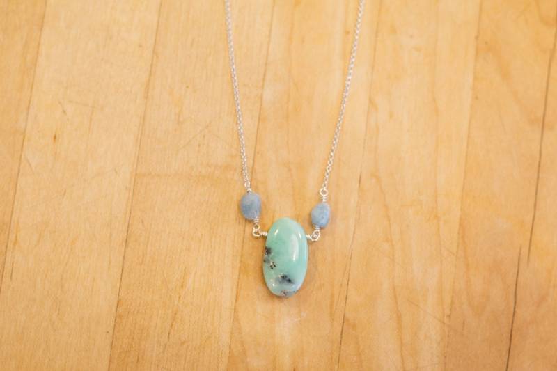 Chrysoprase & Aquamarin Kette Halskette Chrysoprase & Aquamarin Kette Halskette von NorthCroftStudio