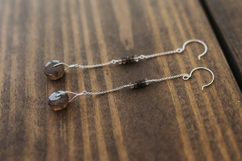Extra Lange Rauchige Quarz Kette Ohrringe Extra Lange Rauchige Quarz Kette Ohrringe von NorthCroftStudio