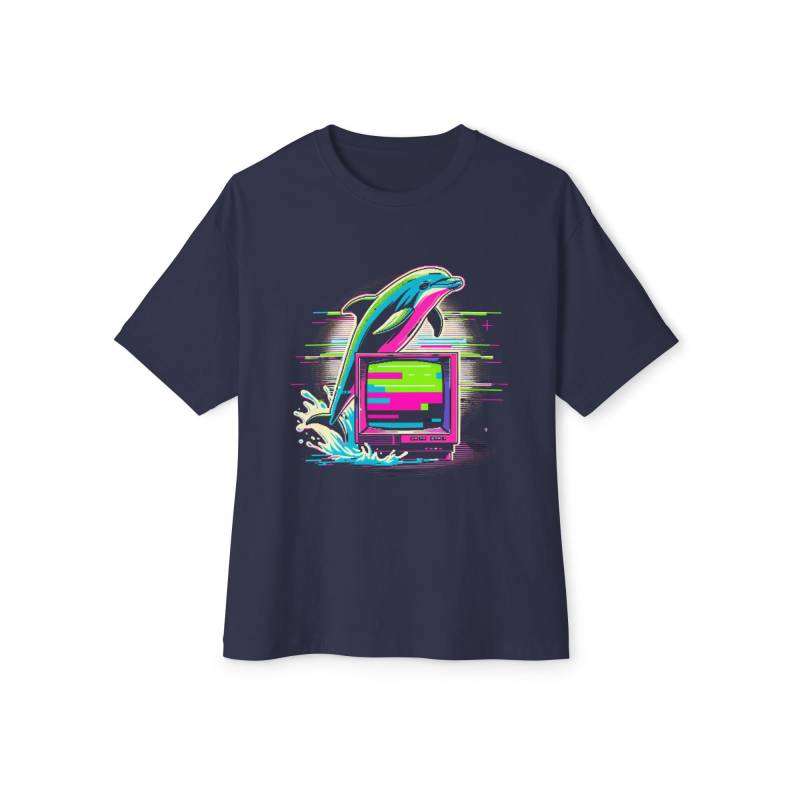 Neon Glitch Delphin-T-Shirt Übergroßes Baumwoll-Vaporwave-T-Shirt Neon Glitch Delphin-T-Shirt Übergroßes Baumwoll-Vaporwave-T-Shirt von NorthGlowAtelier