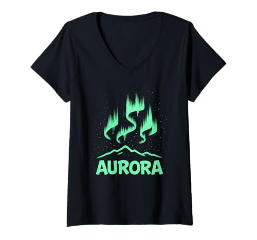 Damen Aurora Borealis Graffiti-Kunstwerk T-Shirt mit V-Ausschnitt Damen Aurora Borealis Graffiti-Kunstwerk T-Shirt mit V-Ausschnitt von Northern Street