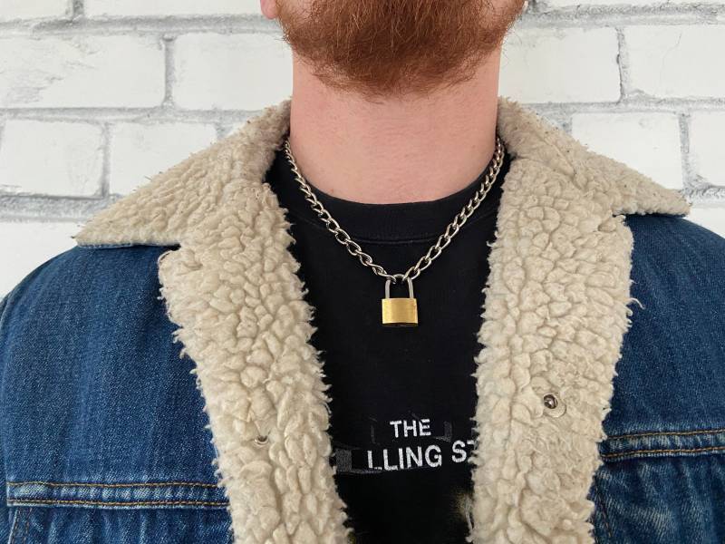 Ketten Halskette Chunky Dünne Vorhängeschloss Kette Für Männer Handgemachte Silber Goldene Herren Accessoires Freund Geschenk Ihn von NorthernGrip