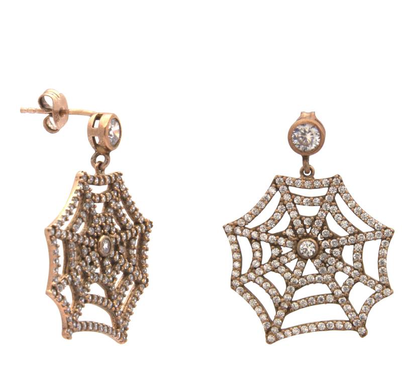 925 Sterling Silber Ohrringe, Spinne Web-Ohrringe, Halloween-Ohrringe, Cz-Steine, Baumelnde Gothic Tropfen-Ohrring von NorthernLightsLondon