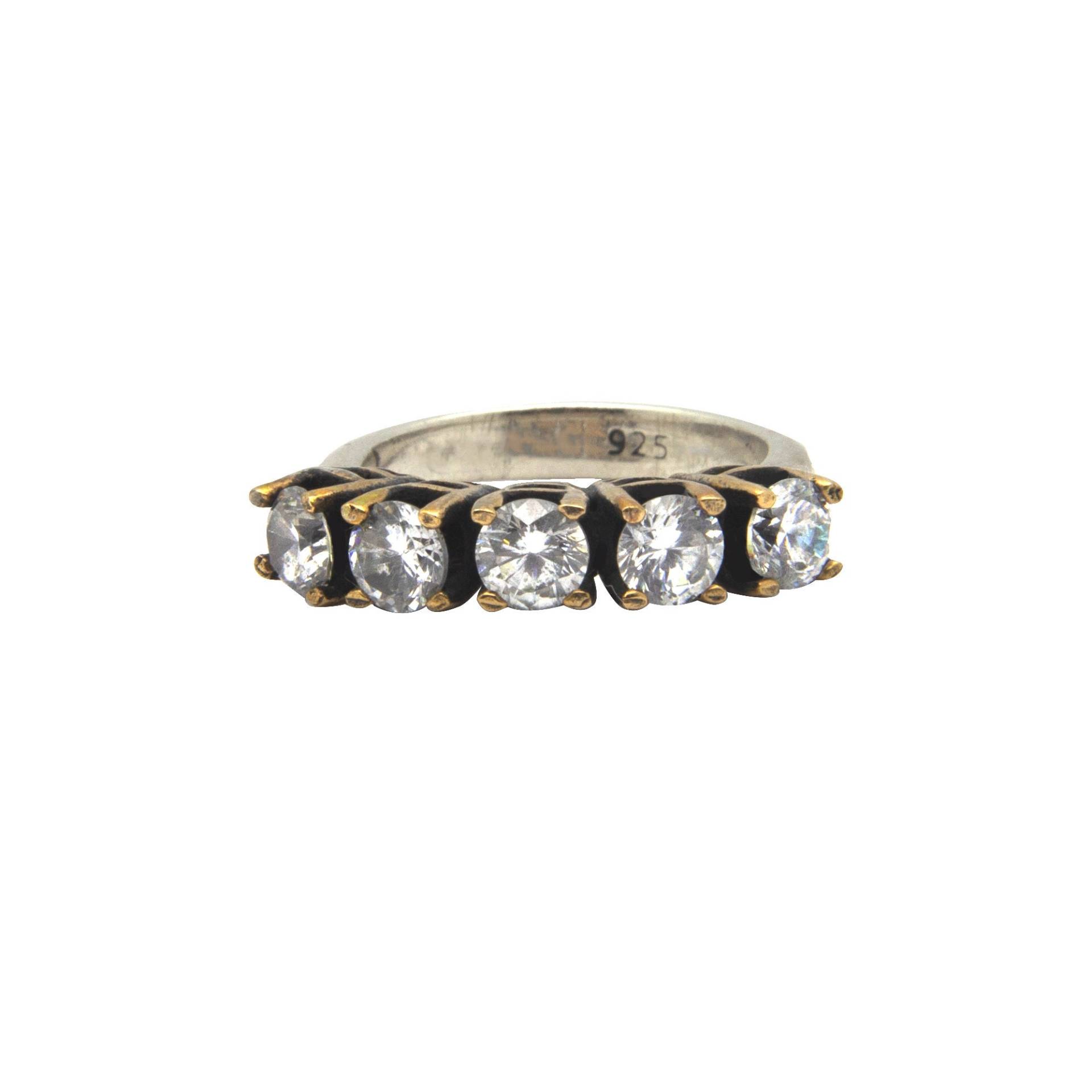 925 Sterlingsilber Ringe, Ring Für Sie, Fünf Steine, Silber Gebürstet Rand Mit Zirkon Steinen, Innerer Durchmesser 16 Mm. Das Beste Geschenk 925 Sterlingsilber Ringe, Ring Für Sie, Fünf Steine, Silber Gebürstet Rand Mit Zirkon Steinen, Innerer Durchmesser 16 Mm. Das Beste Geschenk von NorthernLightsLondon
