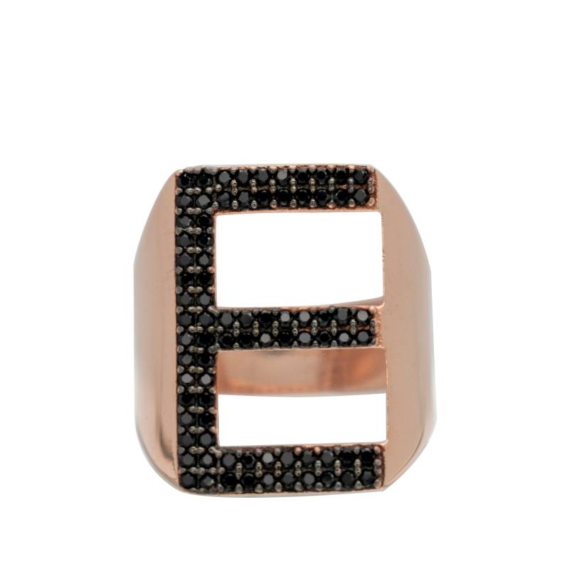 E Initial Ring, Buchstabe Alphabet Silber Rose Gold Schwarzer Stein Geschenk Für Sie, Brief Ring E Initial Ring, Buchstabe Alphabet Silber Rose Gold Schwarzer Stein Geschenk Für Sie, Brief Ring von NorthernLightsLondon
