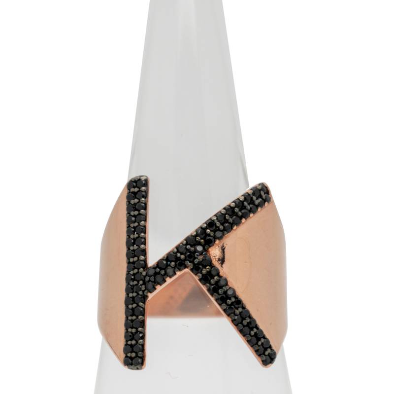 Initial Letter K Ring, 925 Sterling Silber Mit Zirkonia Steine, Alphabet Rose Gold Schwarzer Stein Geschenk Für Sie, Brief Ring Initial Letter K Ring, 925 Sterling Silber Mit Zirkonia Steine, Alphabet Rose Gold Schwarzer Stein Geschenk Für Sie, Brief Ring von NorthernLightsLondon