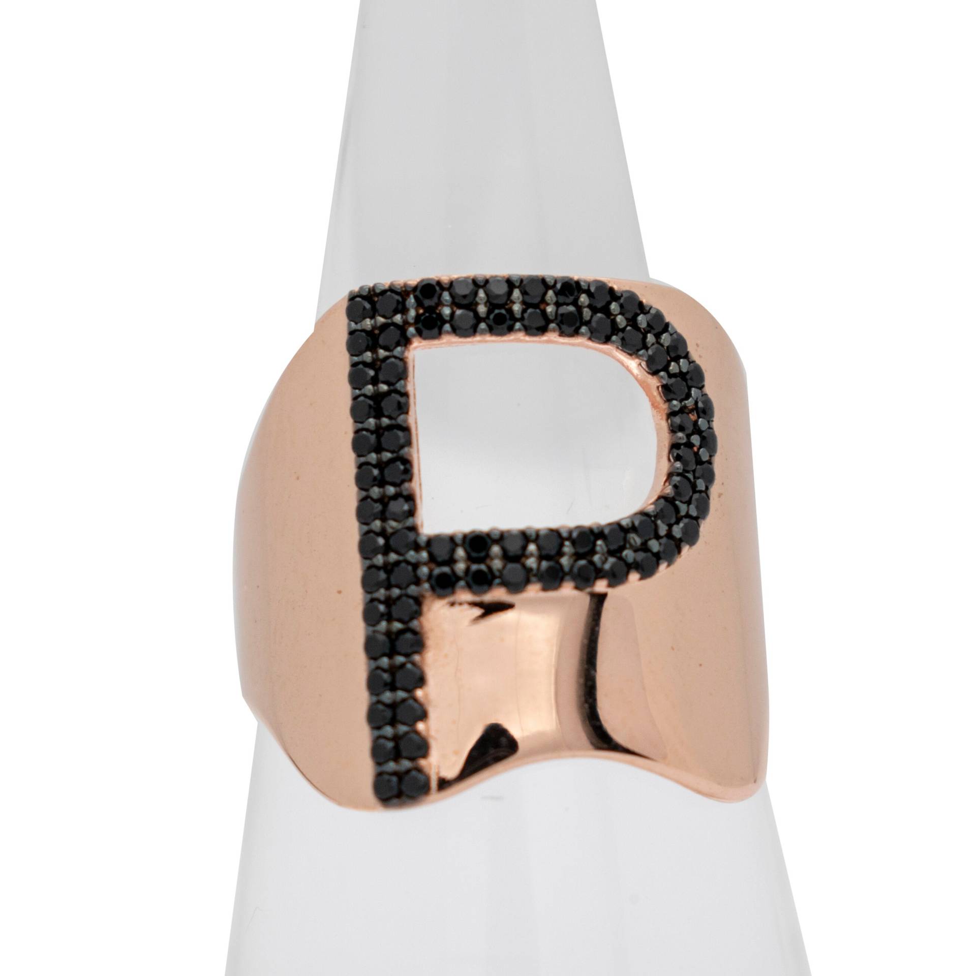 Initial Letter P Ring, 925 Sterling Silber Mit Zirkonia Steine, Alphabet Rose Gold Schwarzer Stein Geschenk Für Sie, Briefring Initial Letter P Ring, 925 Sterling Silber Mit Zirkonia Steine, Alphabet Rose Gold Schwarzer Stein Geschenk Für Sie, Briefring von NorthernLightsLondon