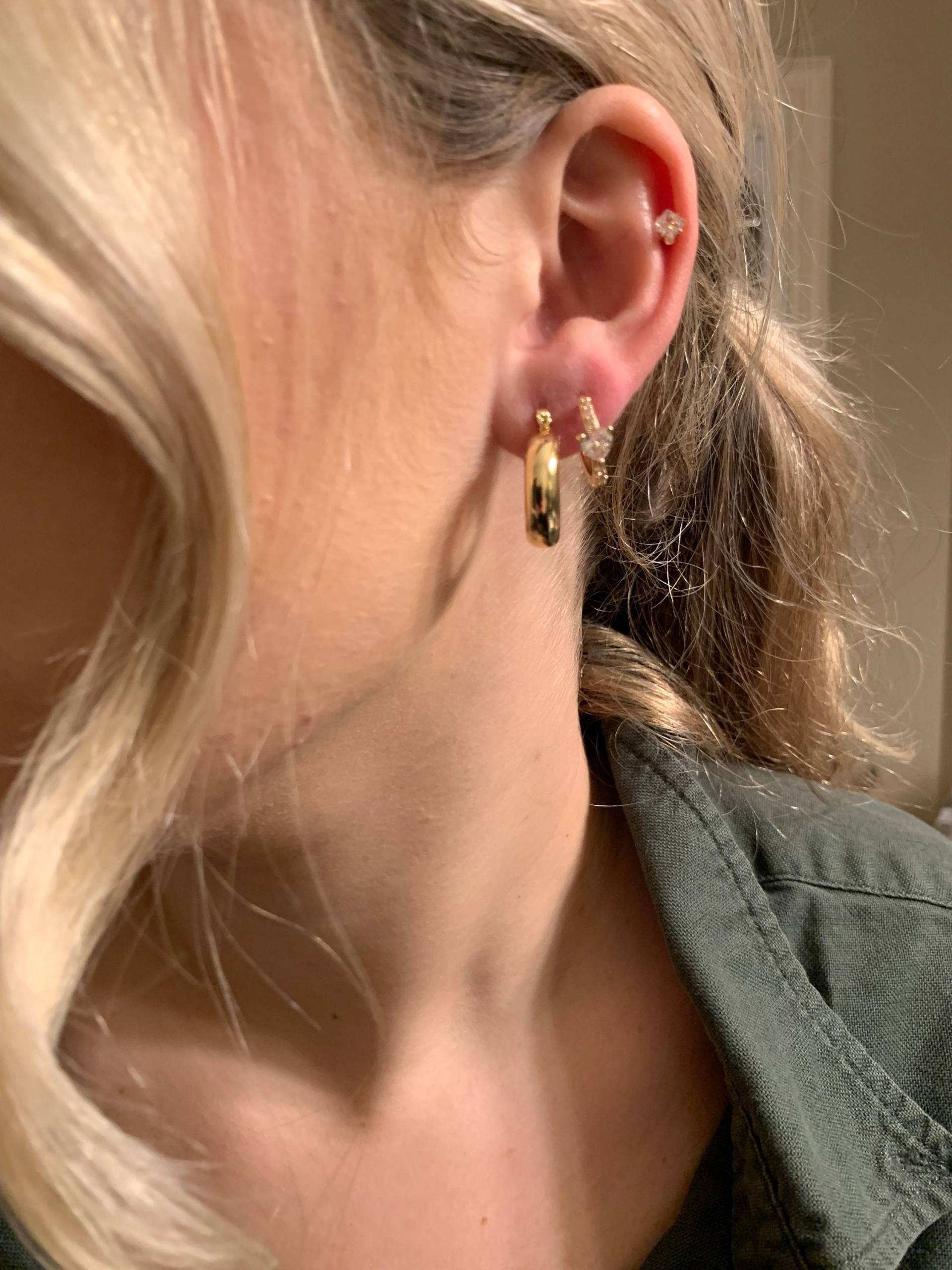 18K Gold Ohrring Set 3 Paar | Geschenk Für Sie Filled Creolen Gefüllte Cz Ohrstecker Huggies Ohrringe Schwester von NorthernSparkleCo