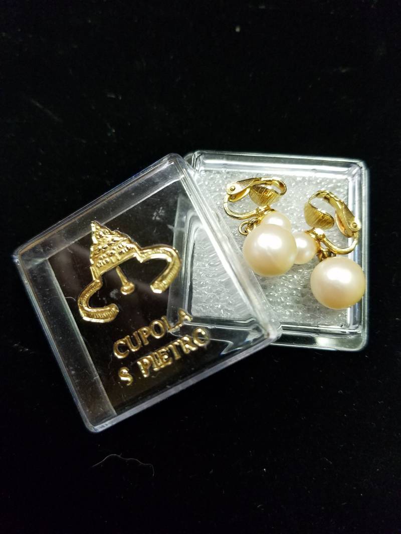 Jahrgang Kuppel S. Pietro Gold Perle Ohrringe von NorthglenAntiques