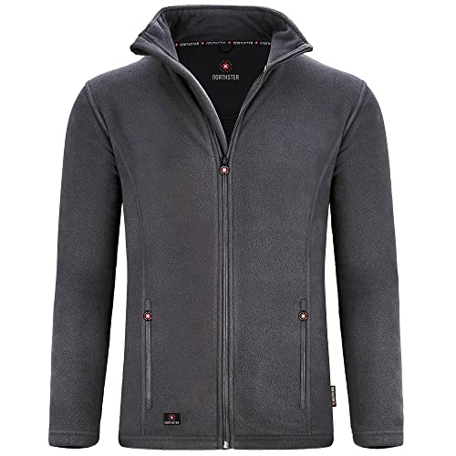 Northster Herren Fleecejacke Fleece Zipper Männer Outdoorjacke Outdoor Übergangsjacke Wanderjacke Sweatshirtjacke Arbeitsjacke Jacke warm leicht sportlich weich kuschelig grau graue N970 L von Northster