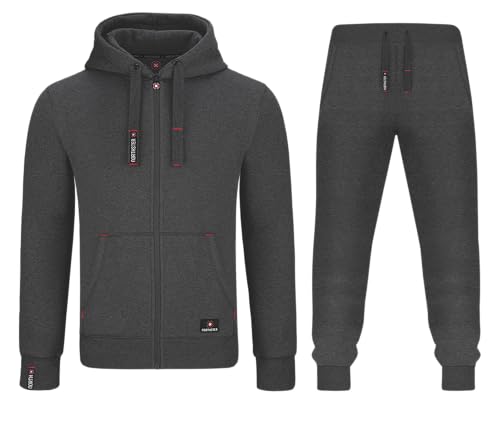 Northster Herren Joggingsuit aus Baumwolle Freizeitanzug Trainingsanzug Hausanzug, dunkelgrau, 3XL von Northster