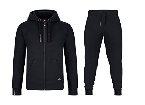 Northster Herren Joggingsuit aus Baumwolle Freizeitanzug Trainingsanzug Hausanzug, schwarz, M von Northster