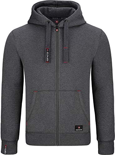 Northster Herren Sweatjacke Kapuzenjacke Sportjacke Männer Kapuzenjacke Trainingsjacke Kapuze Sweatshirt Zipper Pullover Hoodie Jacke Baumwolle warm weich sportlich lässig bequem grau L N11 von Northster