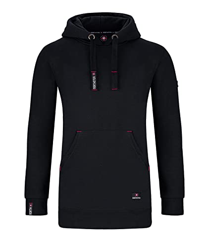 Northster Damen Sweatjacke Sportjacke Trainingsjacke Zip Hoodie Zipper Jacke Kapuze Freizeitjacke Kapuzenjacke Hooded Jacket Full Streetwear Baumwolle kuschelig bequem weich lässig schwarz L N512 von Northster