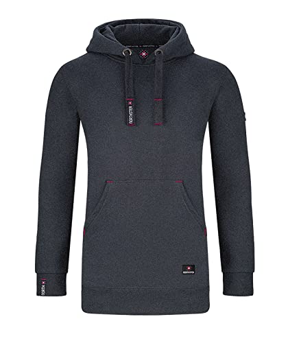 Northster Damen Sweatjacke Sportjacke Trainingsjacke Zip Hoodie Zipper Jacke Kapuze Freizeitjacke Kapuzenjacke Hooded Jacket Full Streetwear Baumwolle kuschelig bequem weich lässig grau graue L N520 von Northster